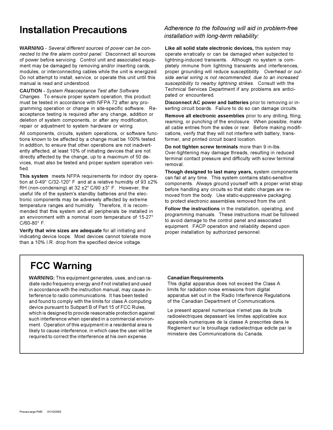 Honeywell MS-2 manual Installation Precautions 