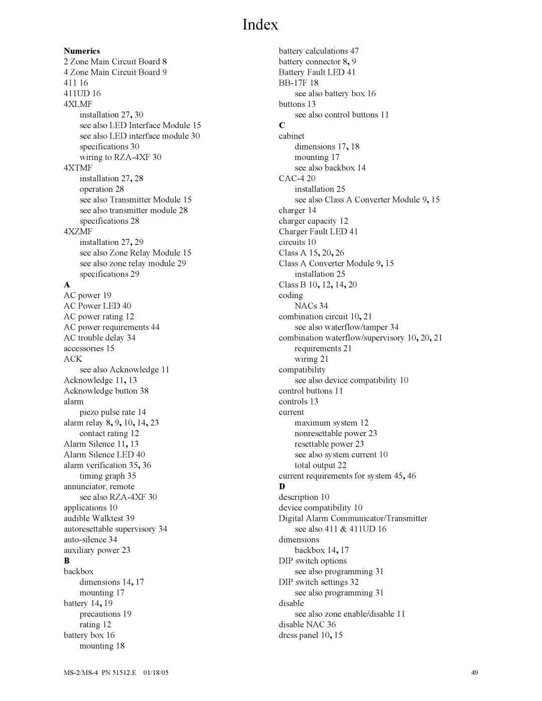 Honeywell MS-2 manual Index, Numerics 