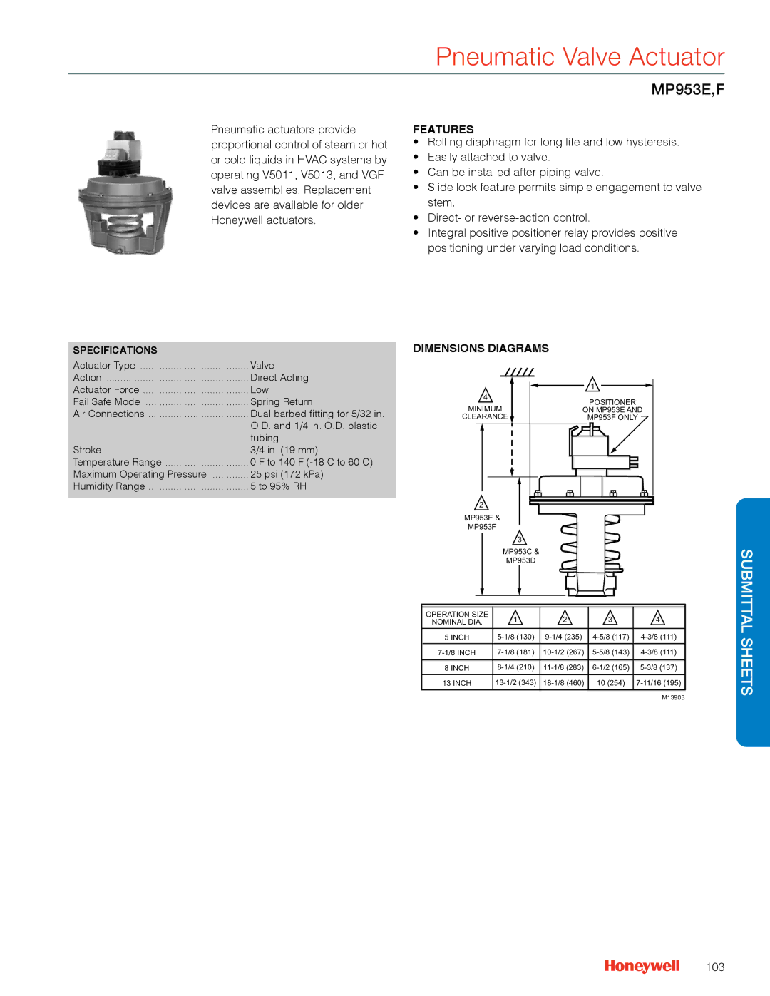 Honeywell MS4103 manual MP953E,F 