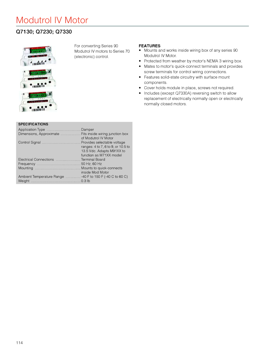 Honeywell MS4103 manual Q7130 Q7230 Q7330 