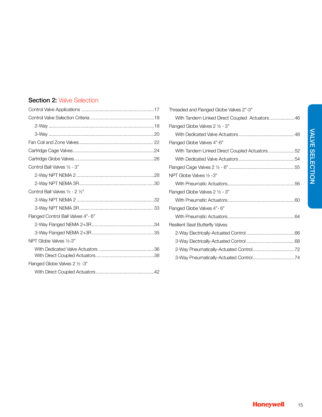 Honeywell MS4103 manual Valve Selection 