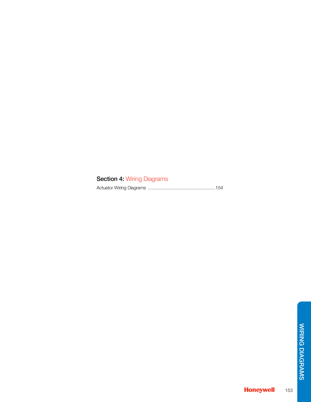 Honeywell MS4103 manual Actuator Wiring Diagrams, 153 