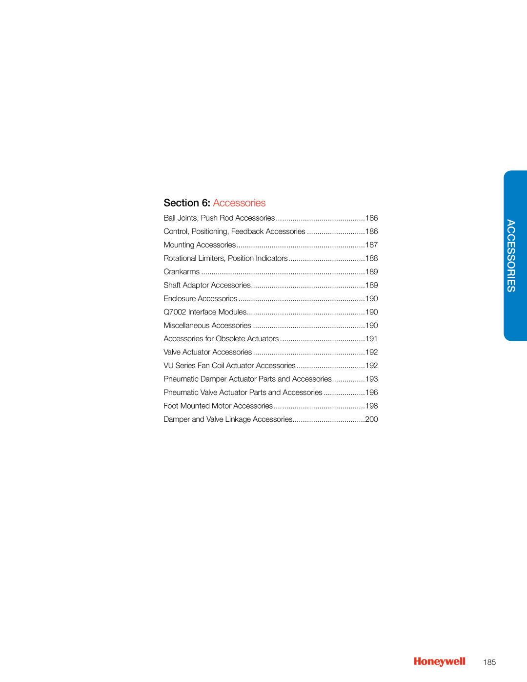 Honeywell MS4103 manual Accessories, 185 