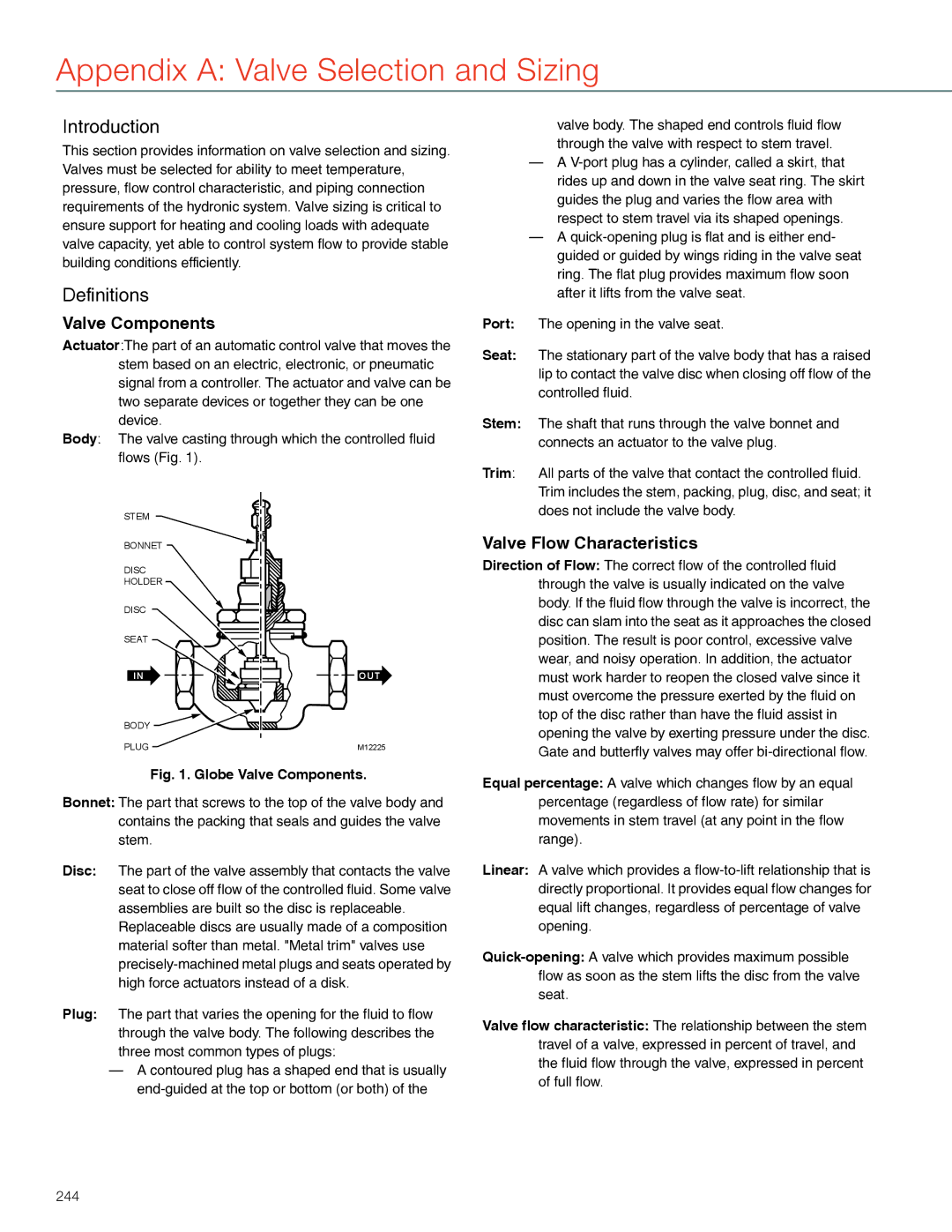 Honeywell MS4103 manual Appendix a Valve Selection and Sizing, Introduction, Definitions 