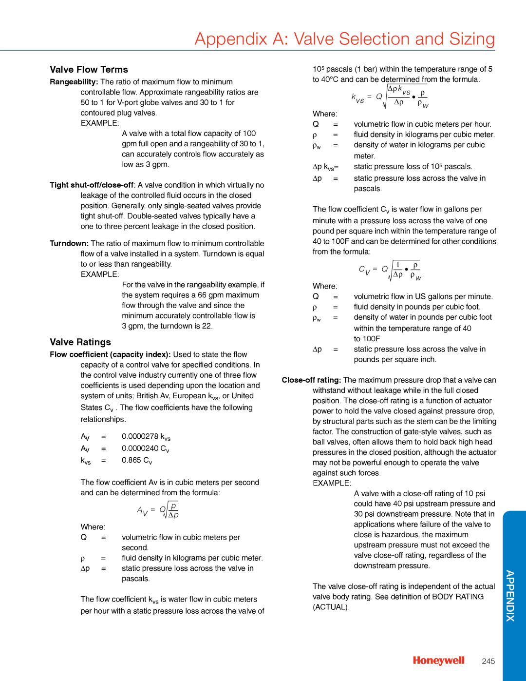 Honeywell MS4103 manual 0000240 C, 865 C, Pascals, Meter, ∆p k vs= Static pressure loss of 10 5 pascals, To 100F, 245 