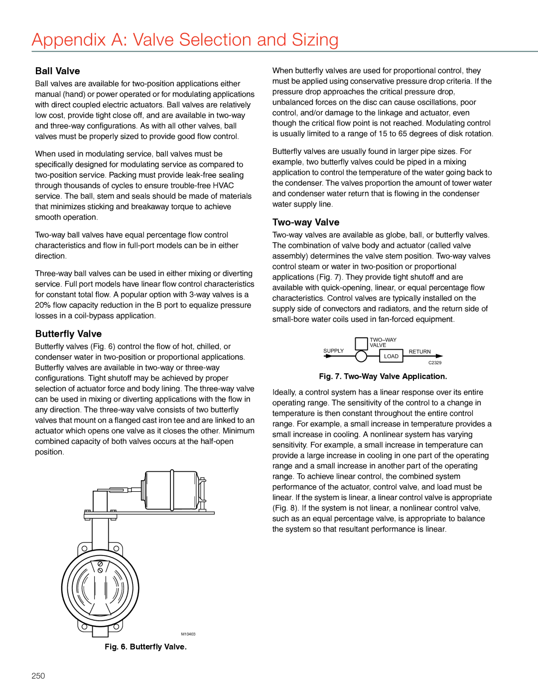 Honeywell MS4103 manual Two-Way Valve Application, 250 