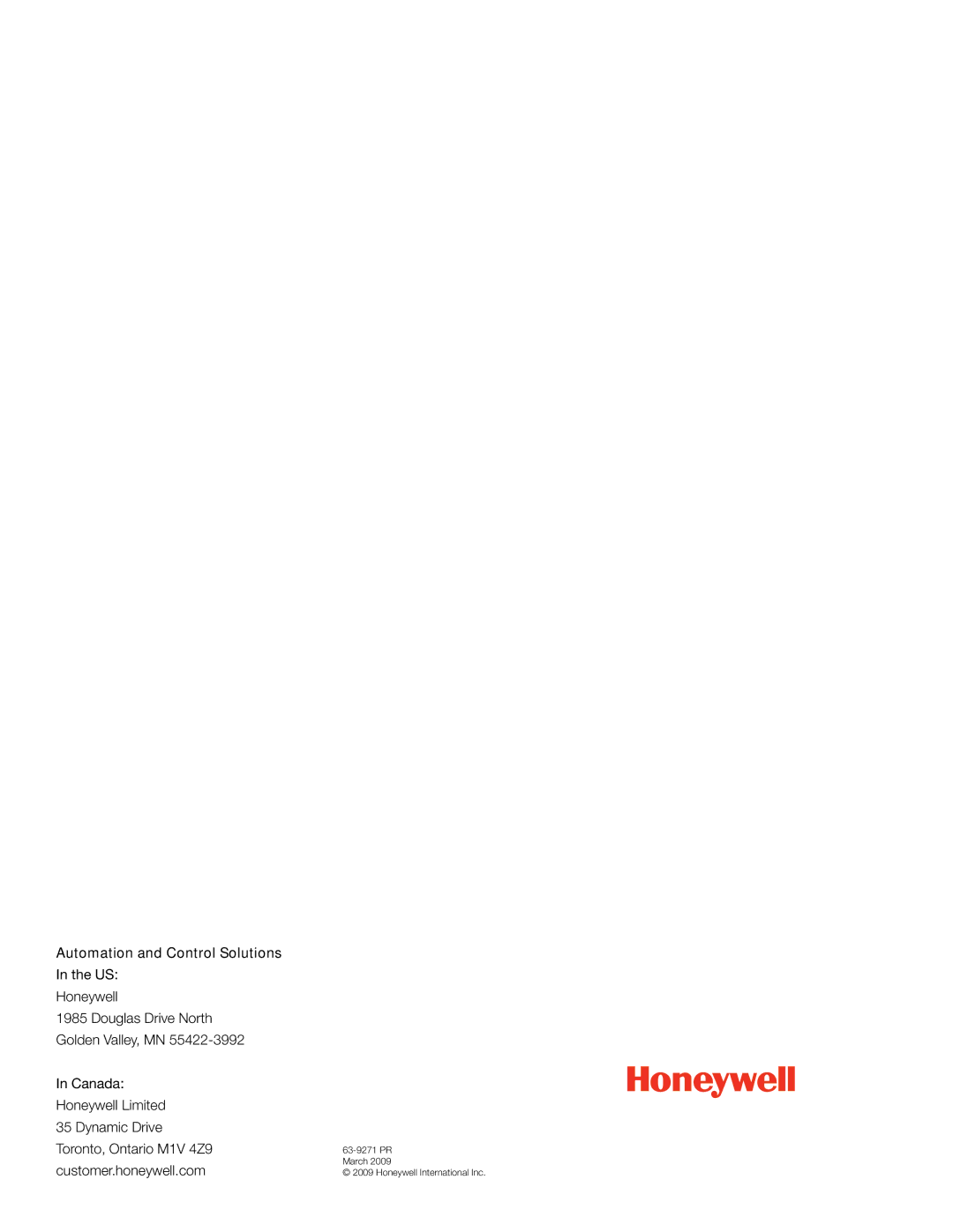 Honeywell MS4103 manual Automation and Control Solutions 