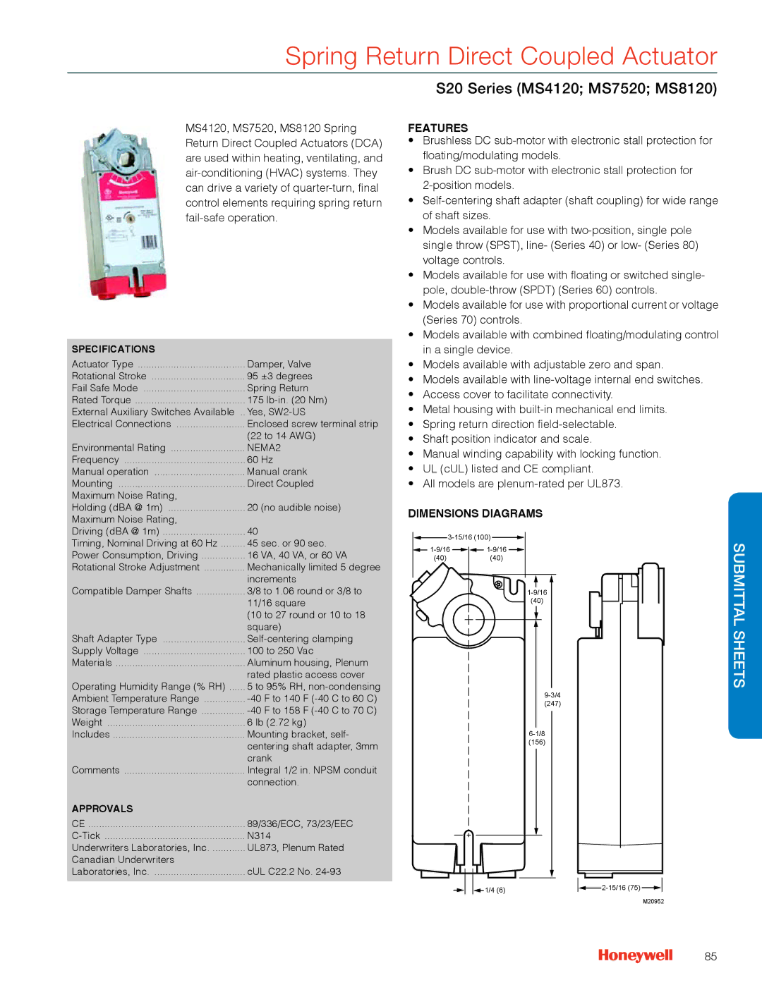 Honeywell MS4103 manual S20 Series MS4120 MS7520 MS8120 