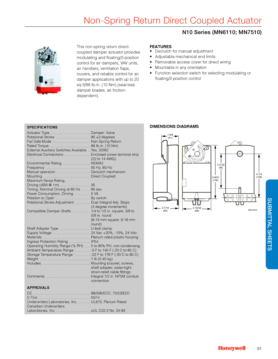 Honeywell MS4103 manual N10 Series MN6110 MN7510 