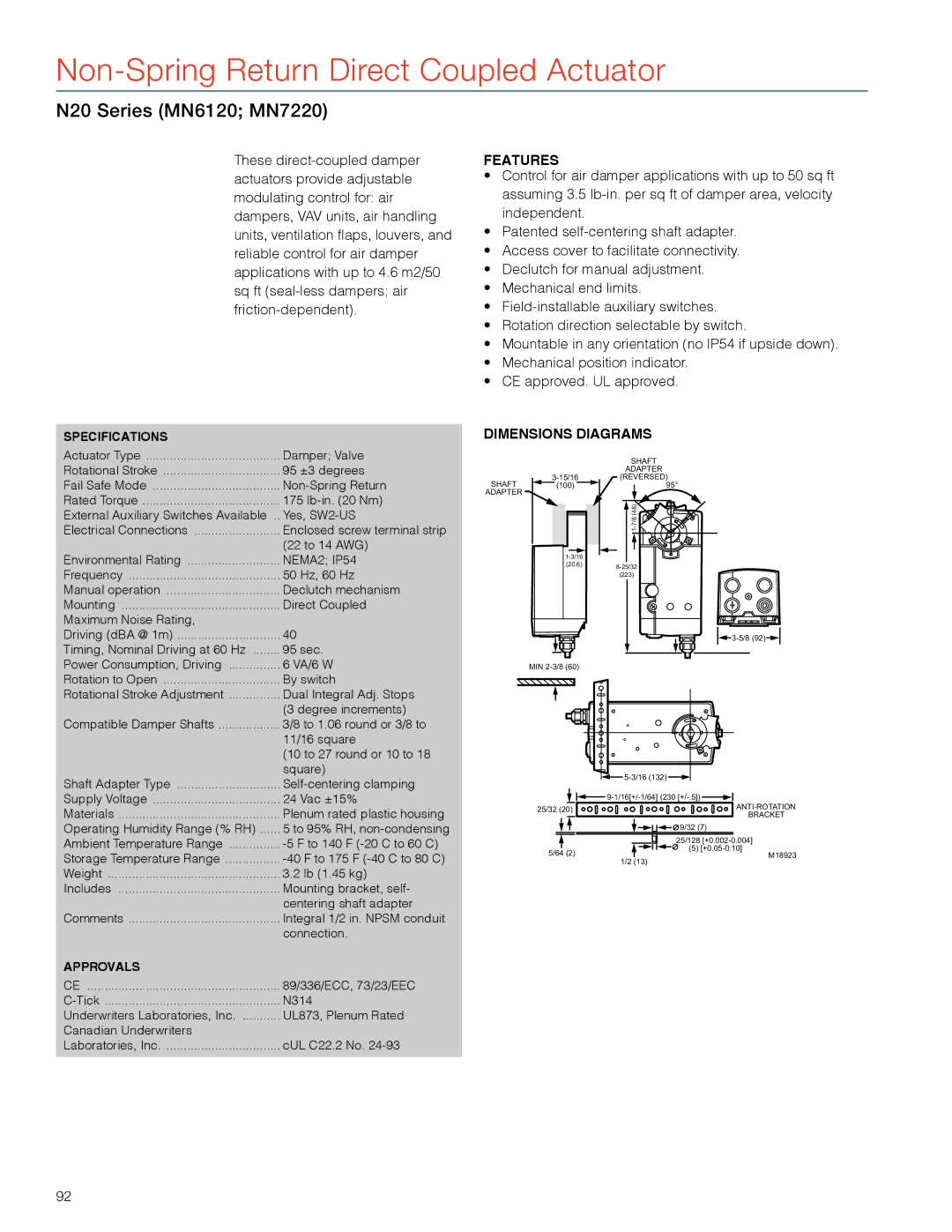 Honeywell MS4103 manual N20 Series MN6120 MN7220, NEMA2 IP54 