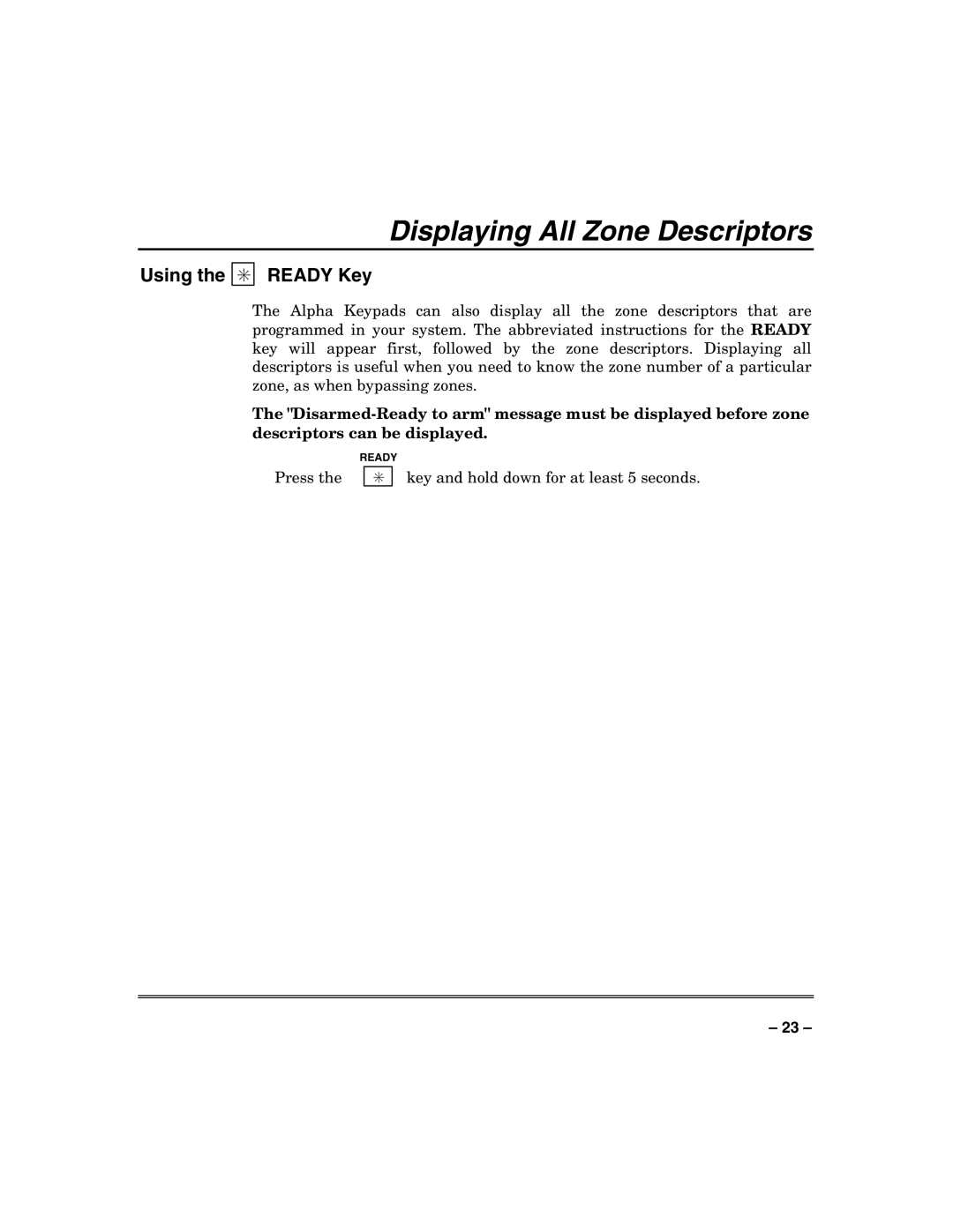 Honeywell N7003V3 manual Displaying All Zone Descriptors 