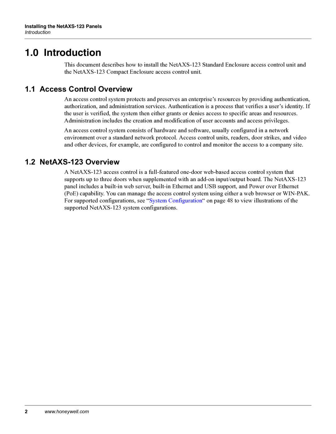 Honeywell NETAXS-123 manual Introduction, Access Control Overview, NetAXS-123 Overview 