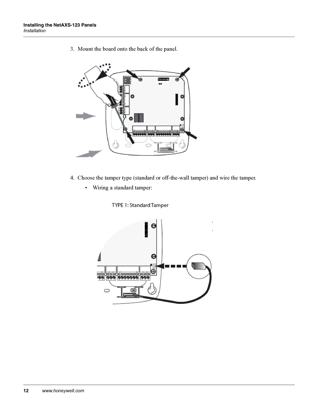 Honeywell NETAXS-123 manual Installing the NetAXS-123 Panels 