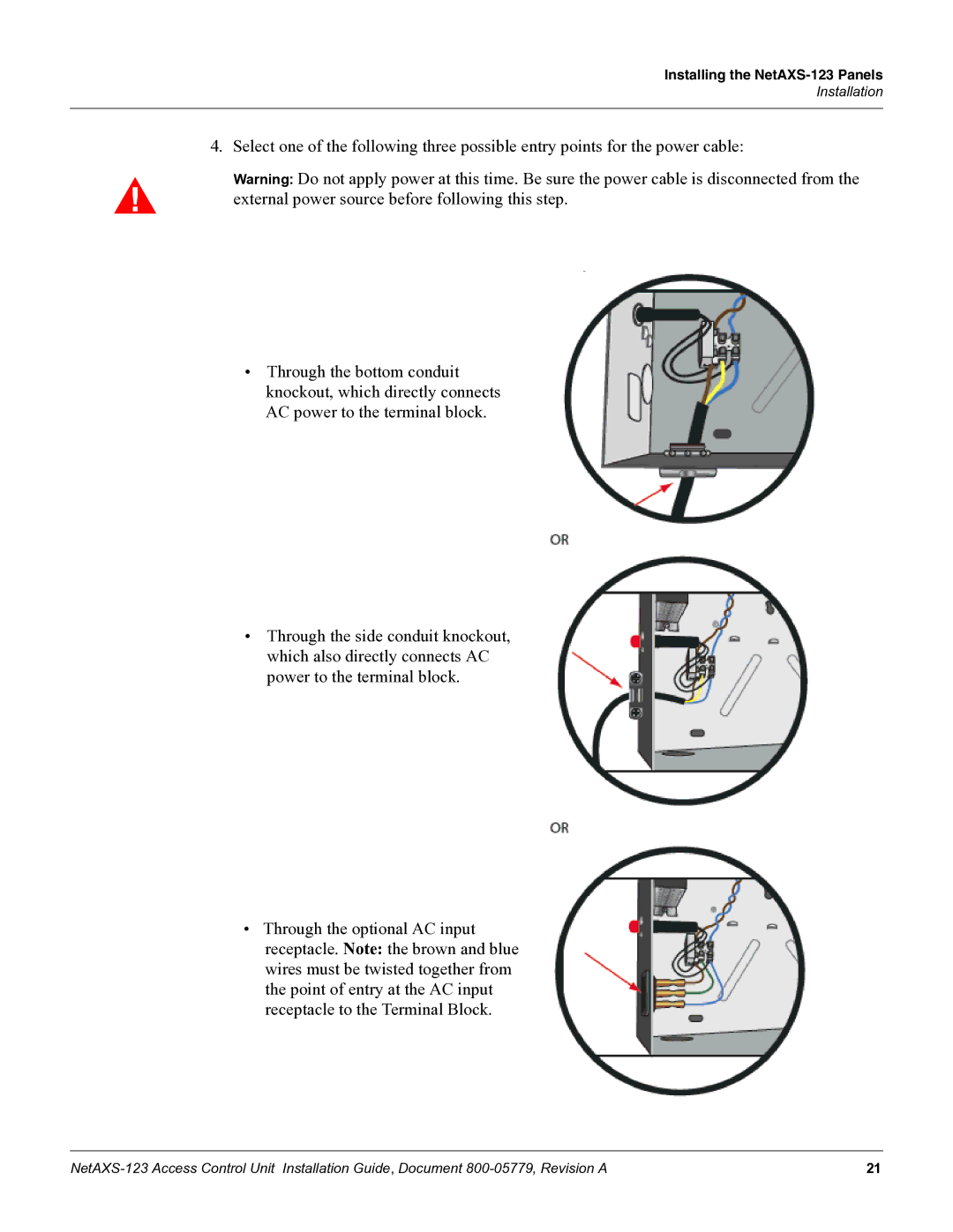 Honeywell NETAXS-123 manual Installing the NetAXS-123 Panels 