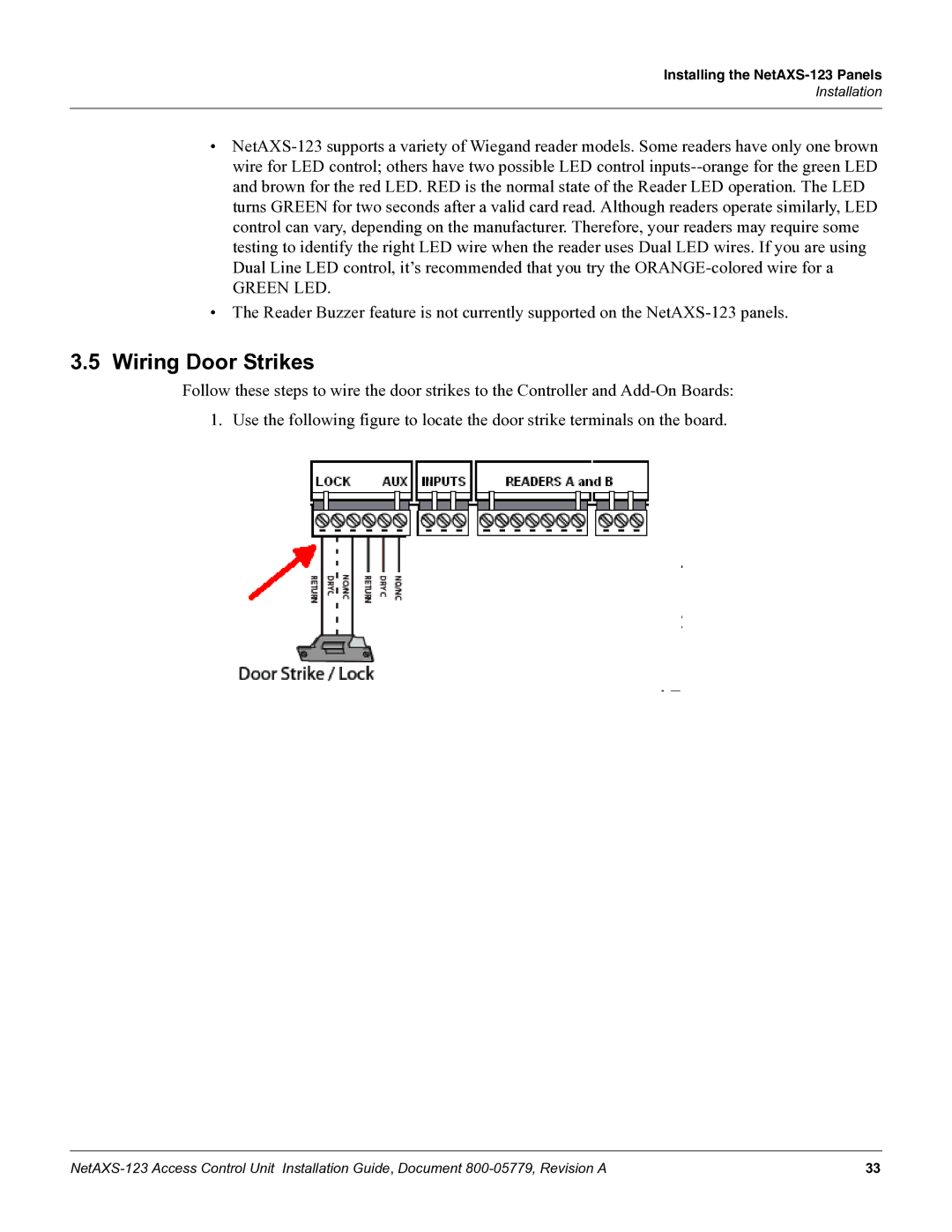 Honeywell NETAXS-123 manual Wiring Door Strikes 