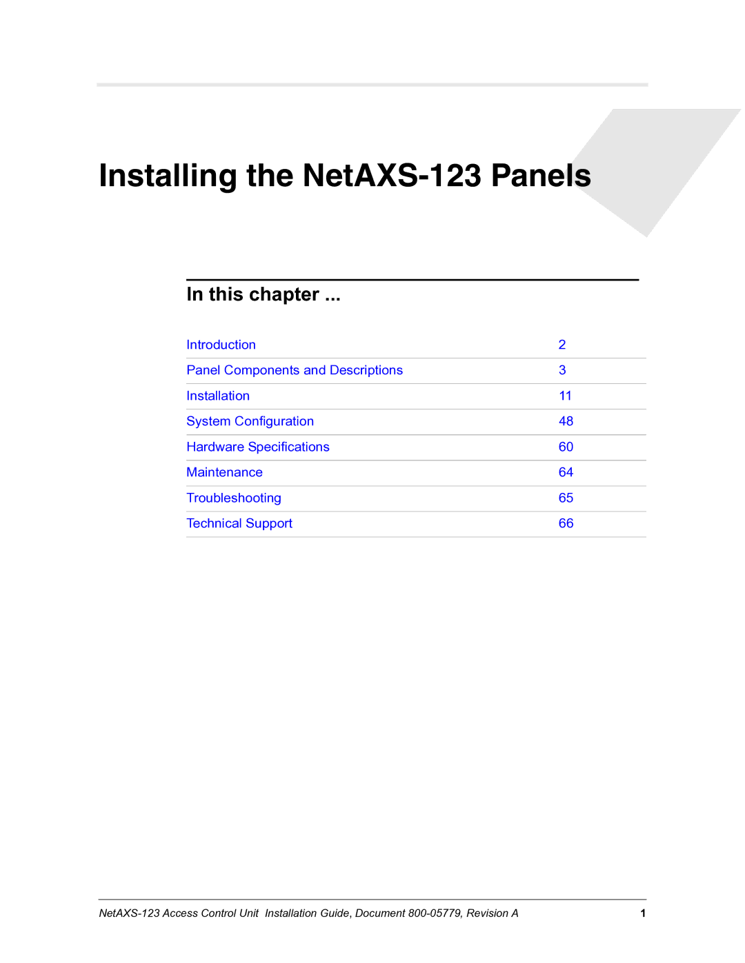 Honeywell NETAXS-123 manual Installing the NetAXS-123 Panels 