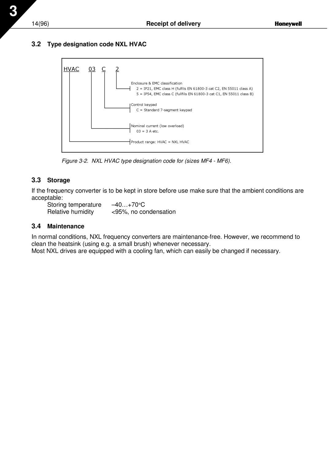 Honeywell NXL user manual Storage, Maintenance 