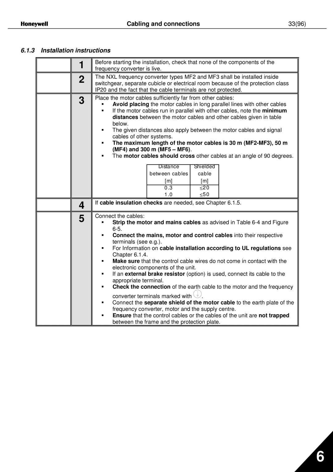 Honeywell NXL user manual Cabling and connections 3396, Installation instructions 