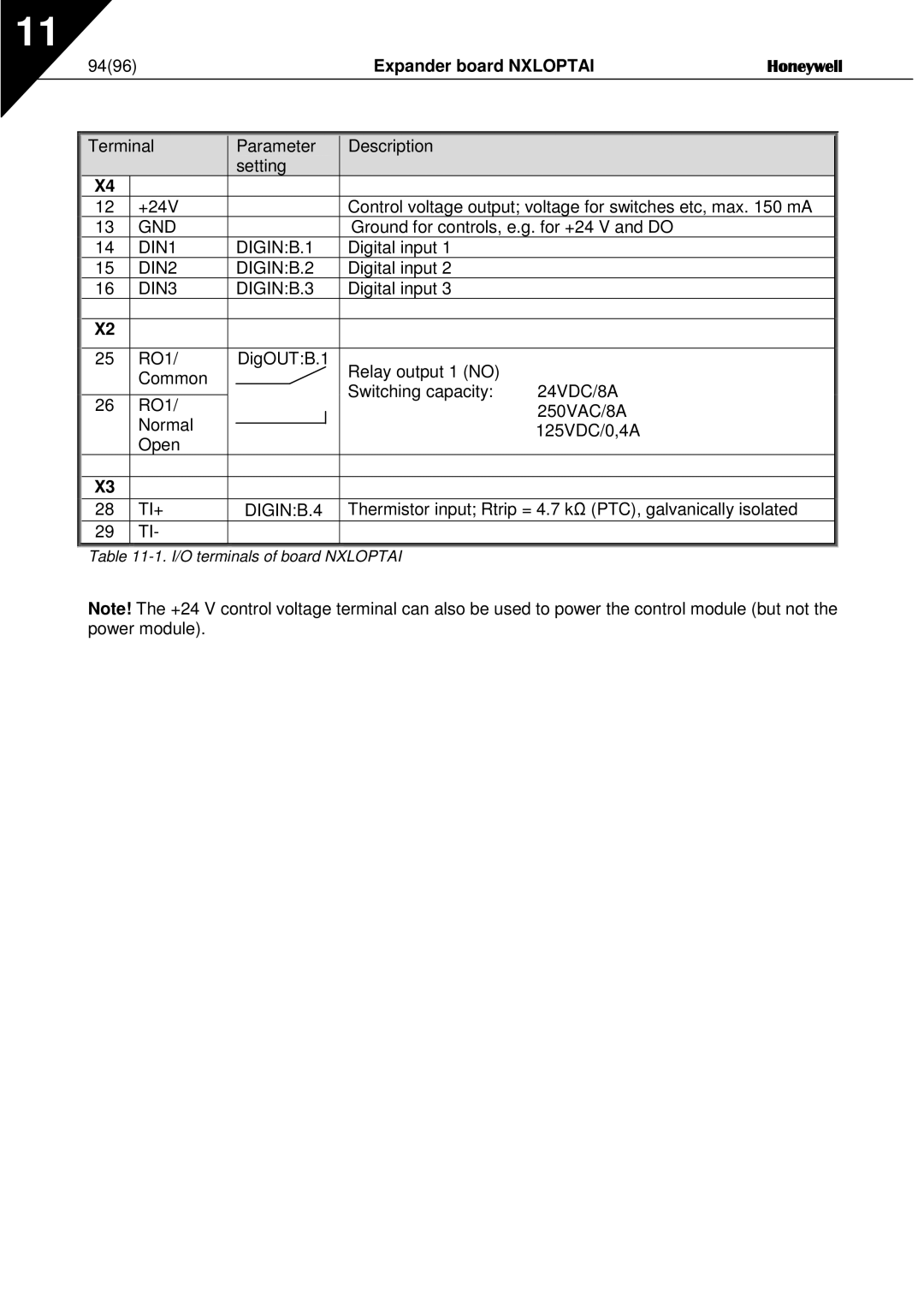 Honeywell NXL user manual Expander board Nxloptai Honeywell, DIN3 DIGINB.3 