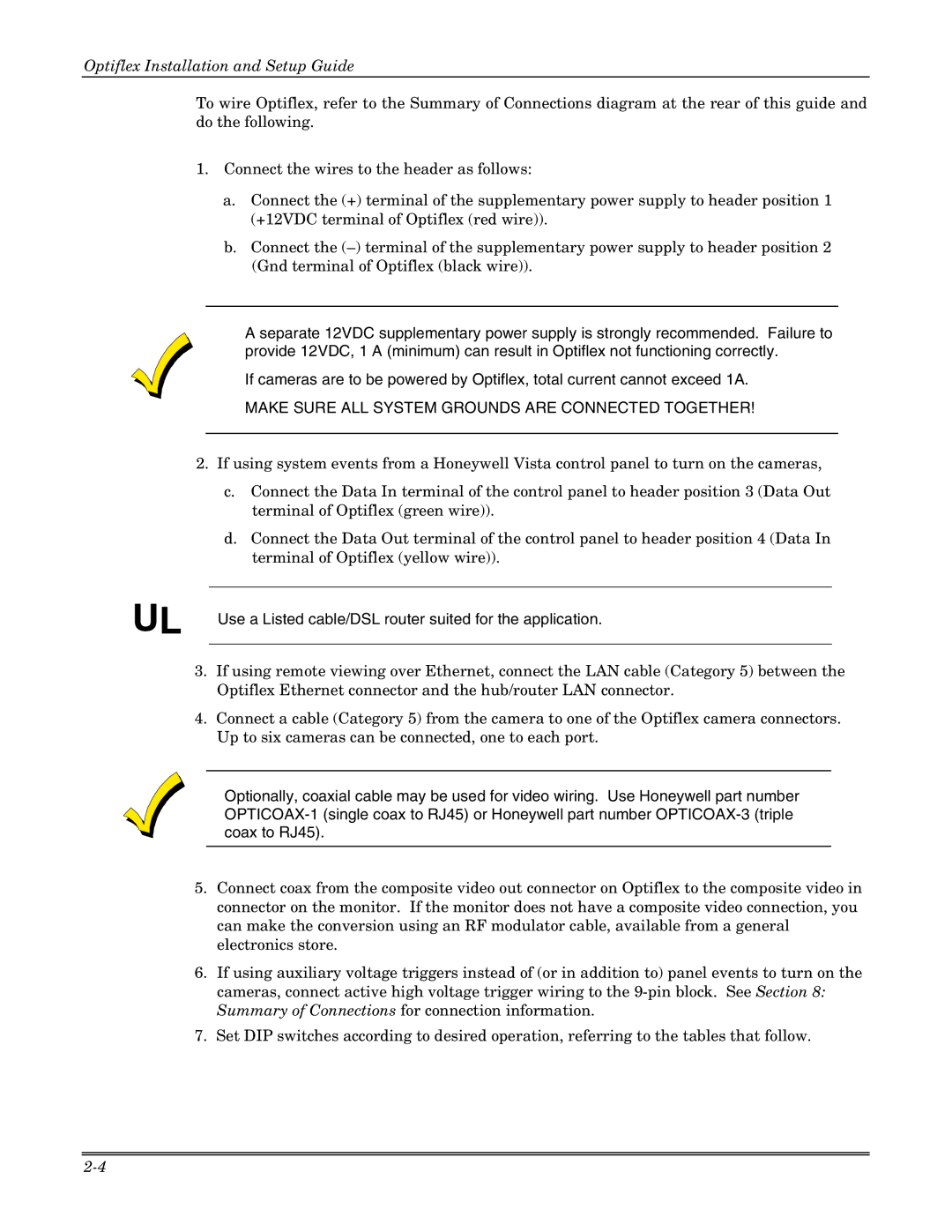 Honeywell Optiflex setup guide Make Sure ALL System Grounds are Connected Together 