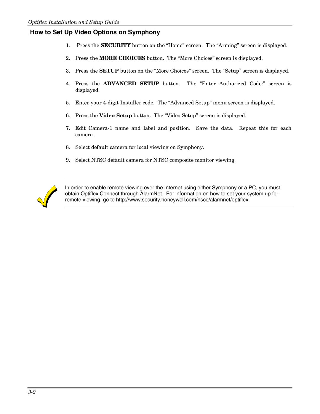 Honeywell Optiflex setup guide How to Set Up Video Options on Symphony 