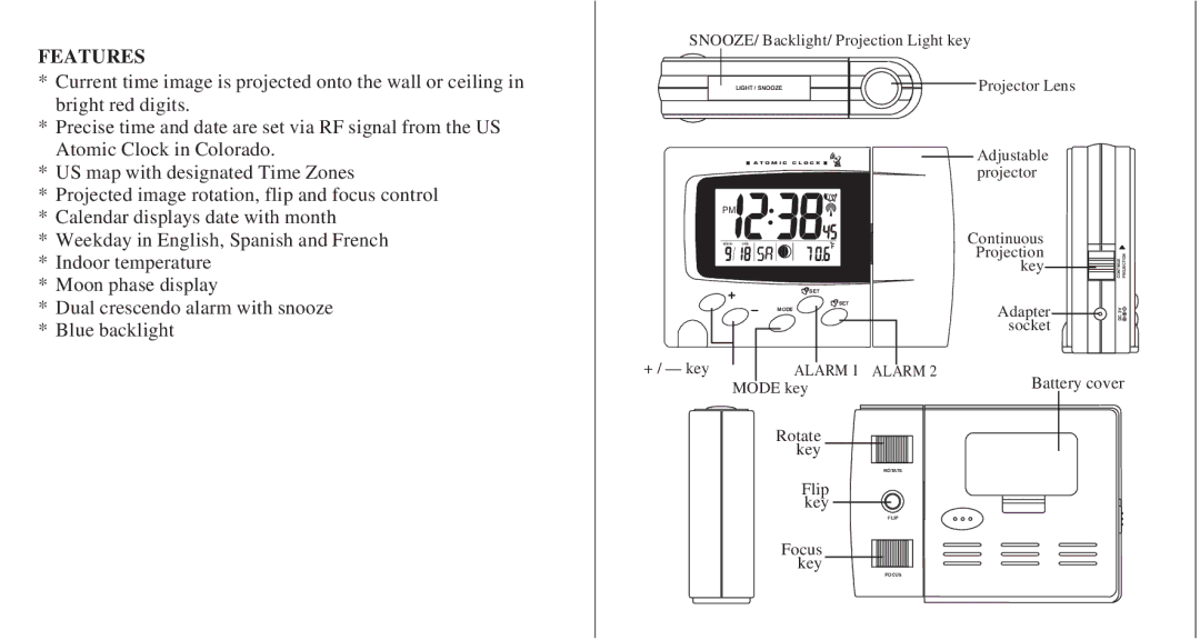 Honeywell PCR11ELW user manual Features, Calendar displays date with month 