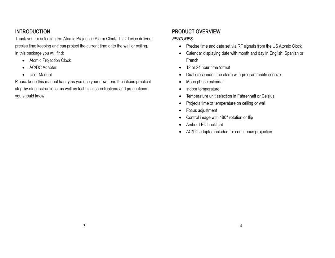 Honeywell PCR201W user manual Introduction, Product Overview, Features 