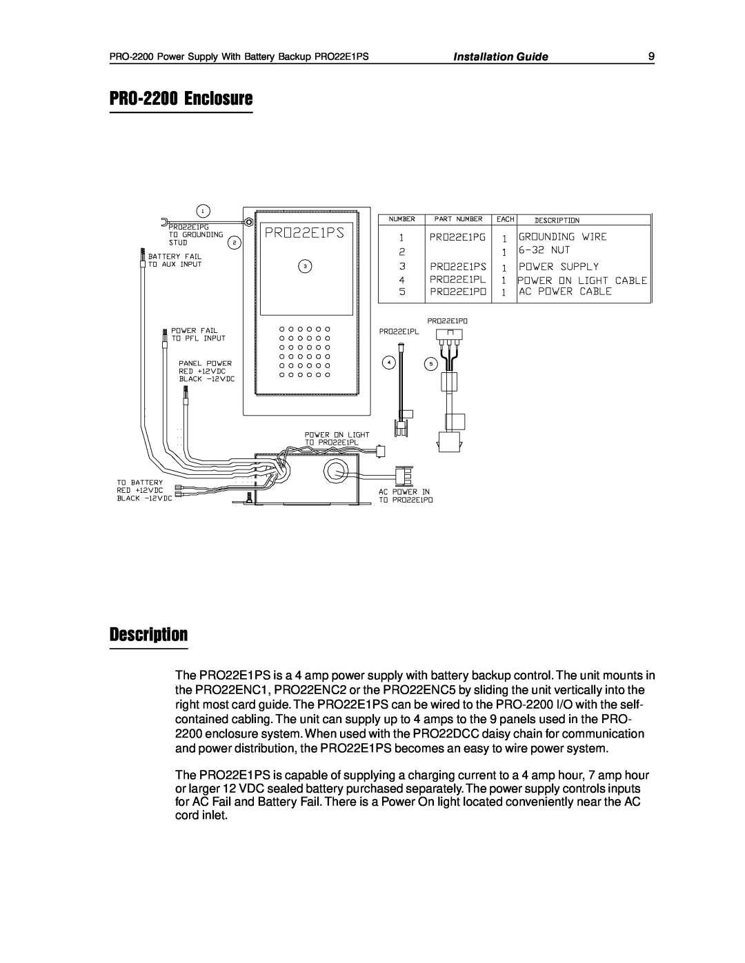 Honeywell installation manual PRO-2200Enclosure Description 