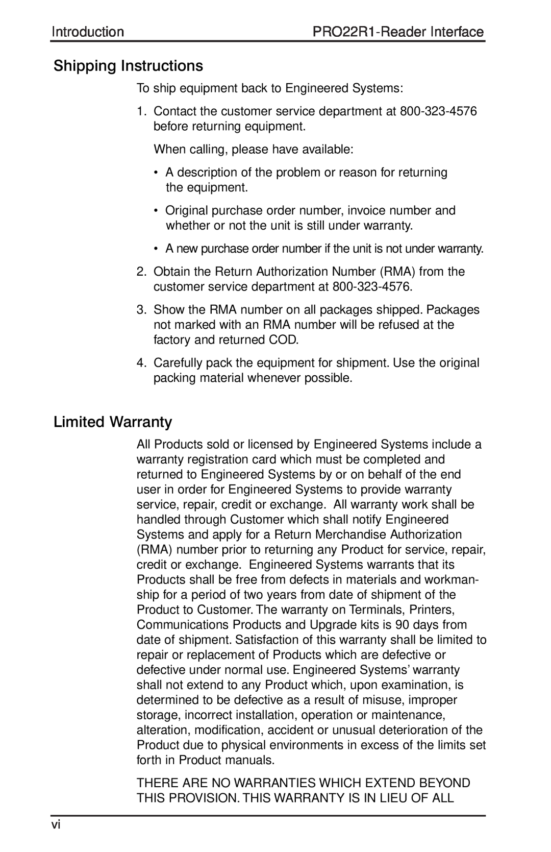 Honeywell PRO-2200 installation manual Shipping Instructions, Limited Warranty 