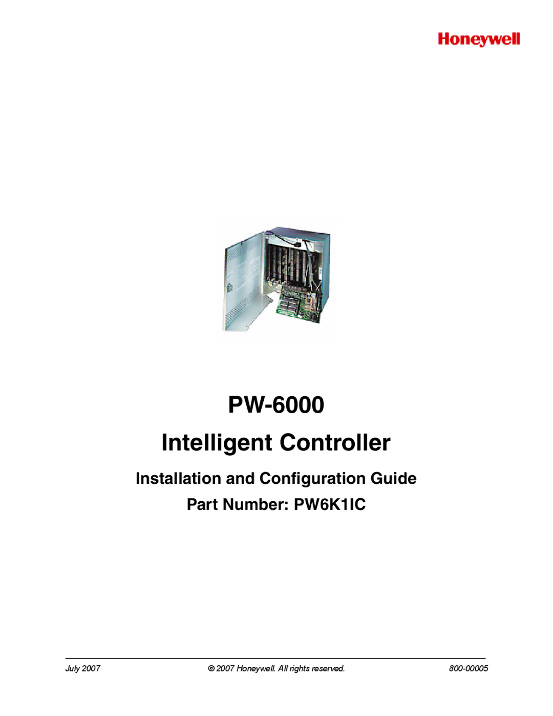 Honeywell manual PW-6000 Intelligent Controller 