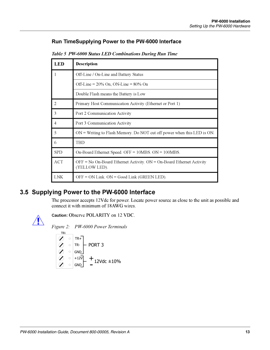 Honeywell manual Run TimeSupplying Power to the PW-6000 Interface 