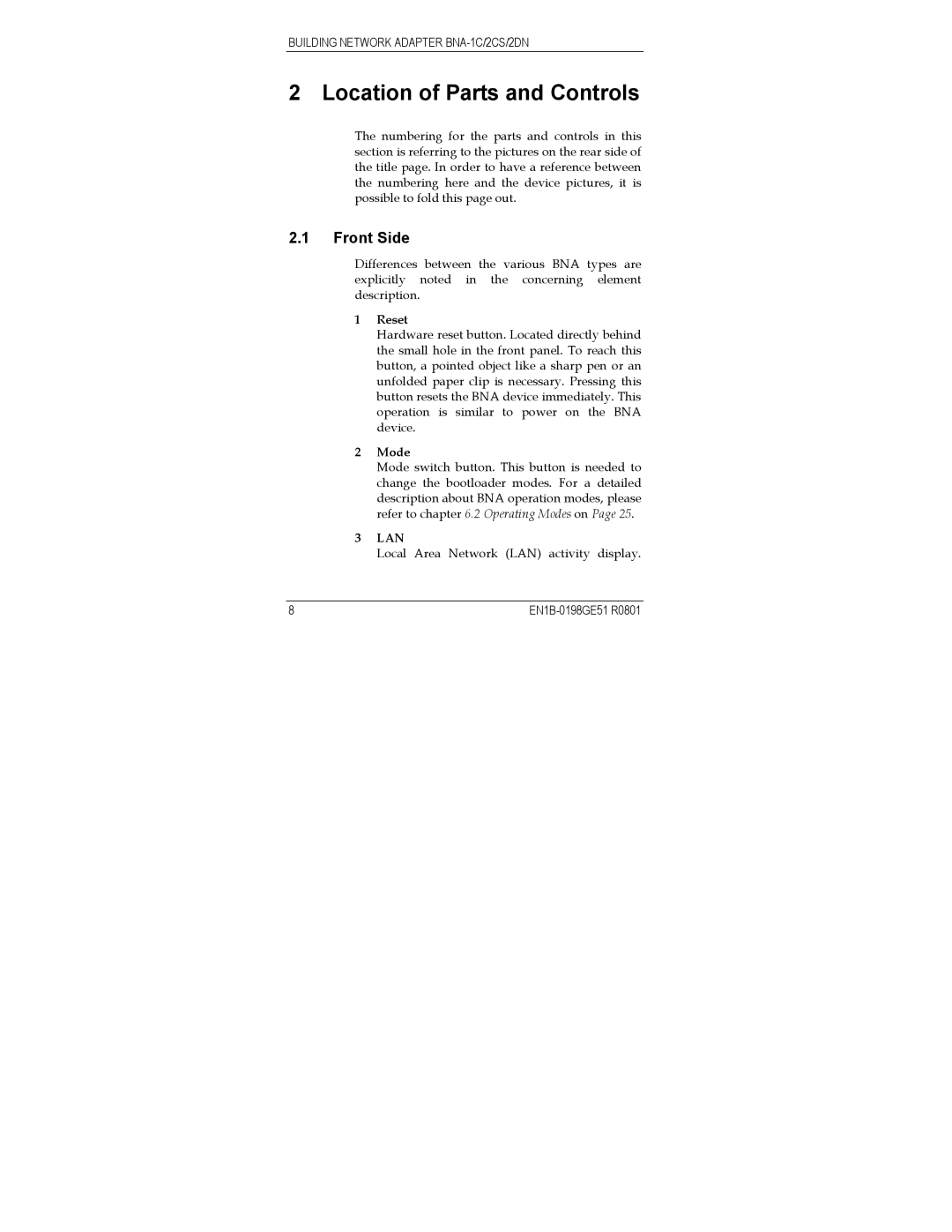 Honeywell Q7055A user manual Location of Parts and Controls, Front Side, Reset, Mode 