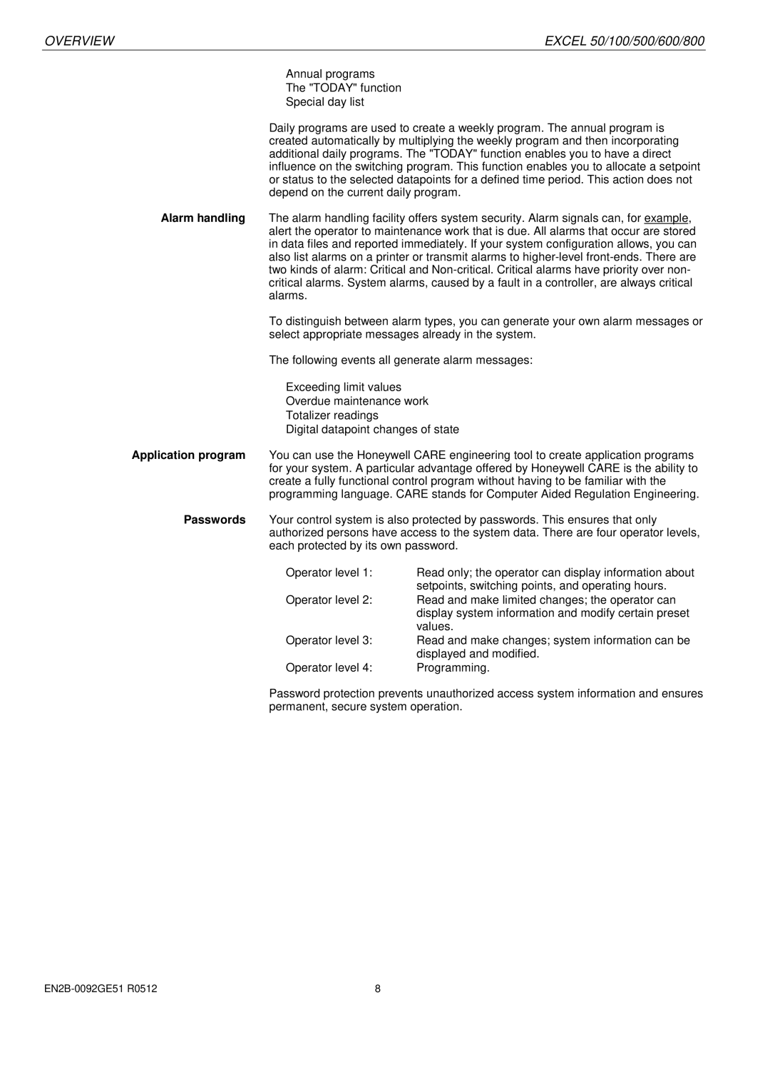 Honeywell R0512 manual Programming 