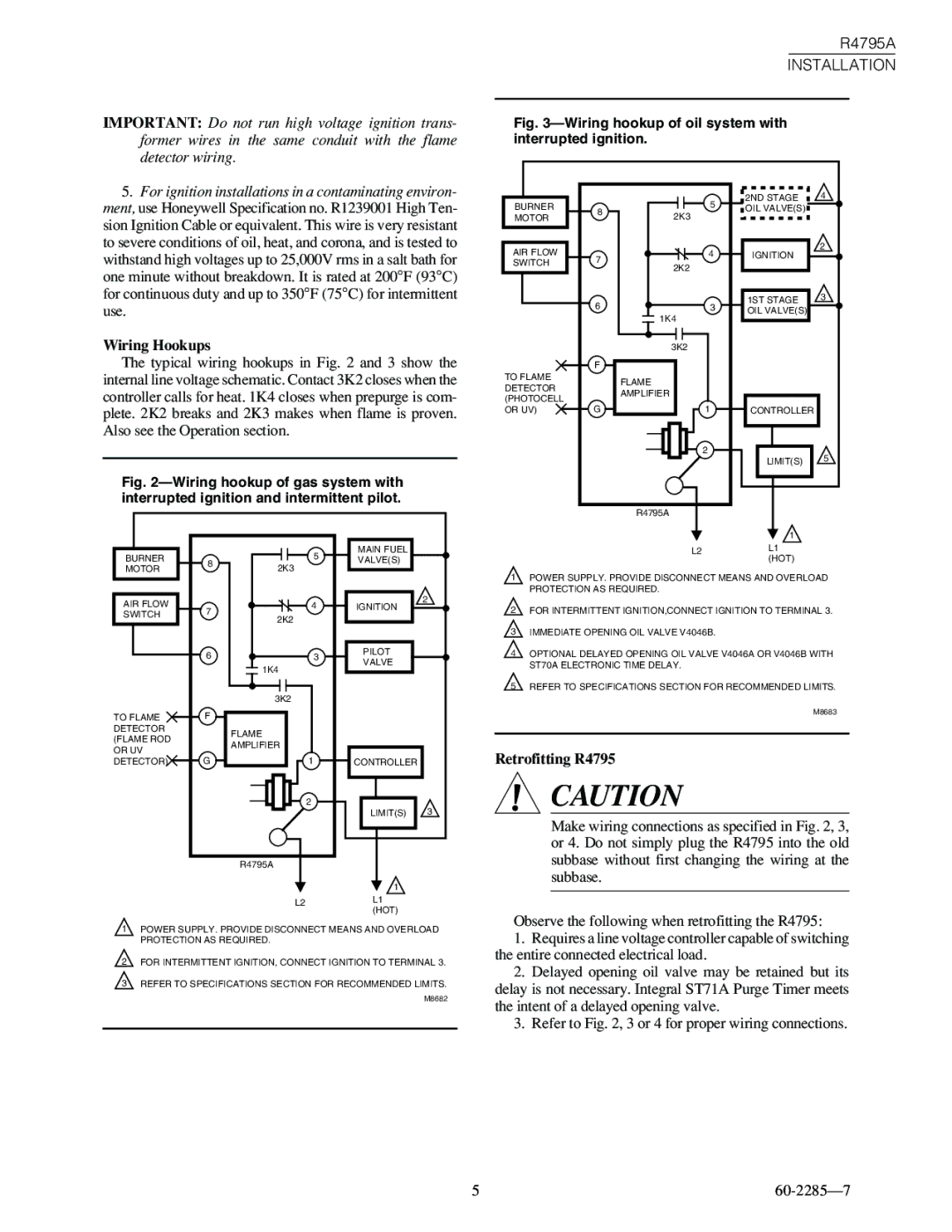 Honeywell R4795A specifications Wiring Hookups, Retrofitting R4795 