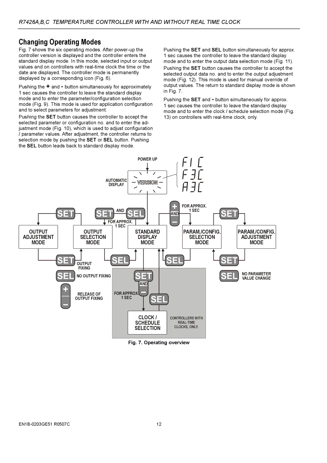 Honeywell R7426B, R7426A, R7426C dimensions Changing Operating Modes, Operating overview 