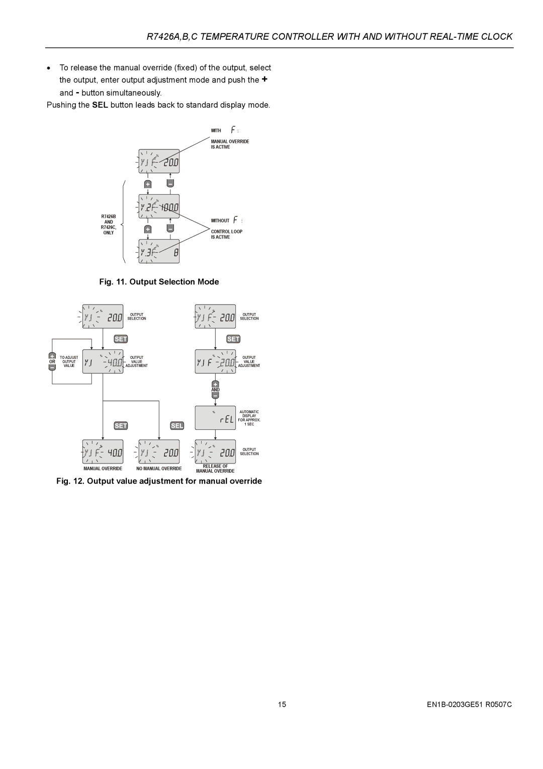 Honeywell R7426B, R7426A, R7426C dimensions Output Selection Mode 