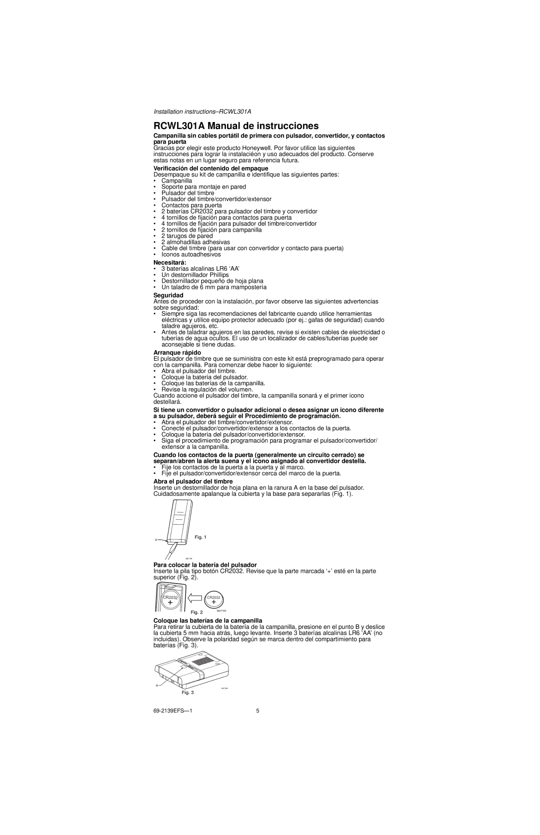 Honeywell RCWL301A instruction manual Verificación del contenido del empaque, Necesitará, Seguridad, Arranque rápido 