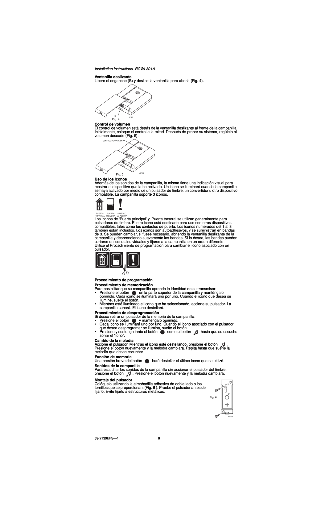 Honeywell instruction manual Installation instructions-RCWL301A, Ventanilla deslizante 