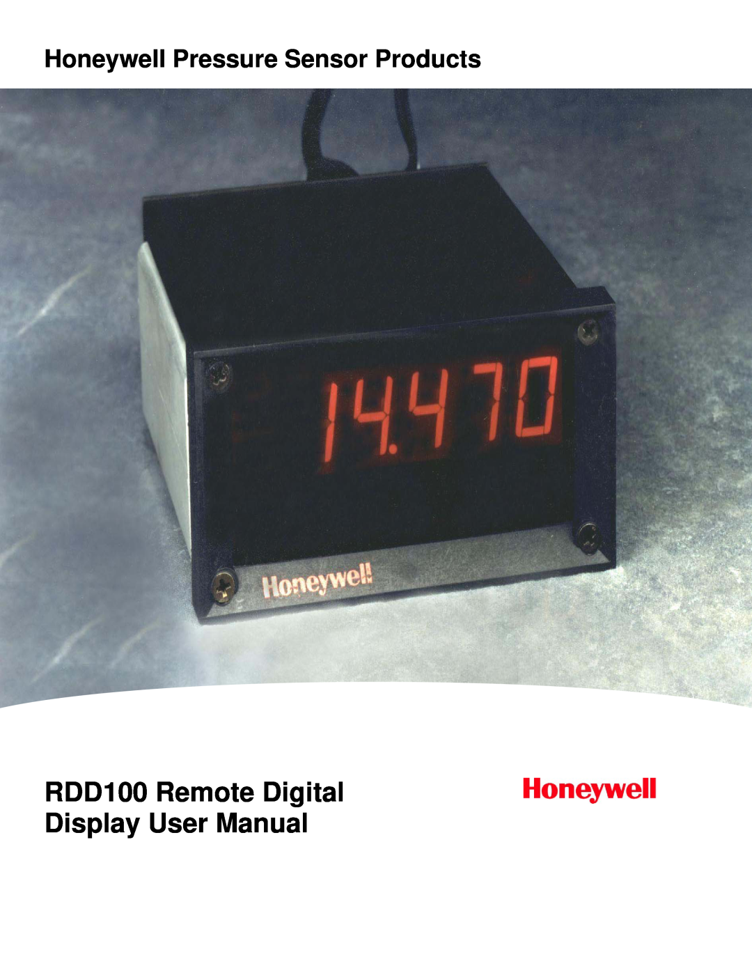 Honeywell user manual RDD100 Remote Digital Display User Manual, Honeywell Pressure Sensor Products 