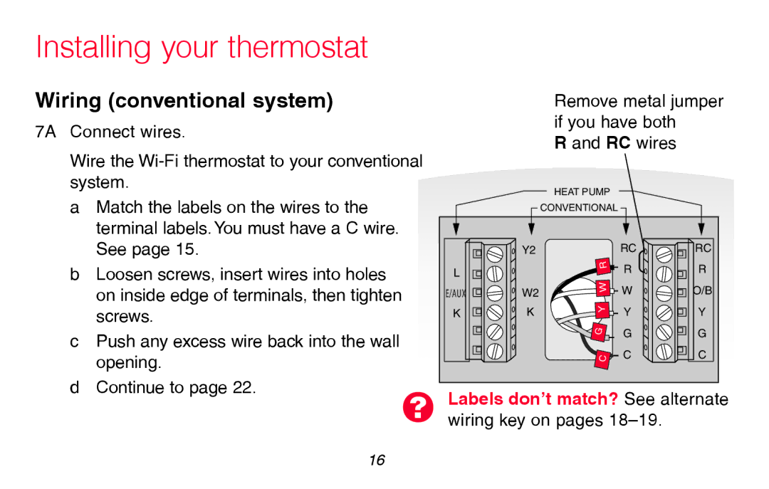 Honeywell RTH8580WF manual Wiring conventional system 