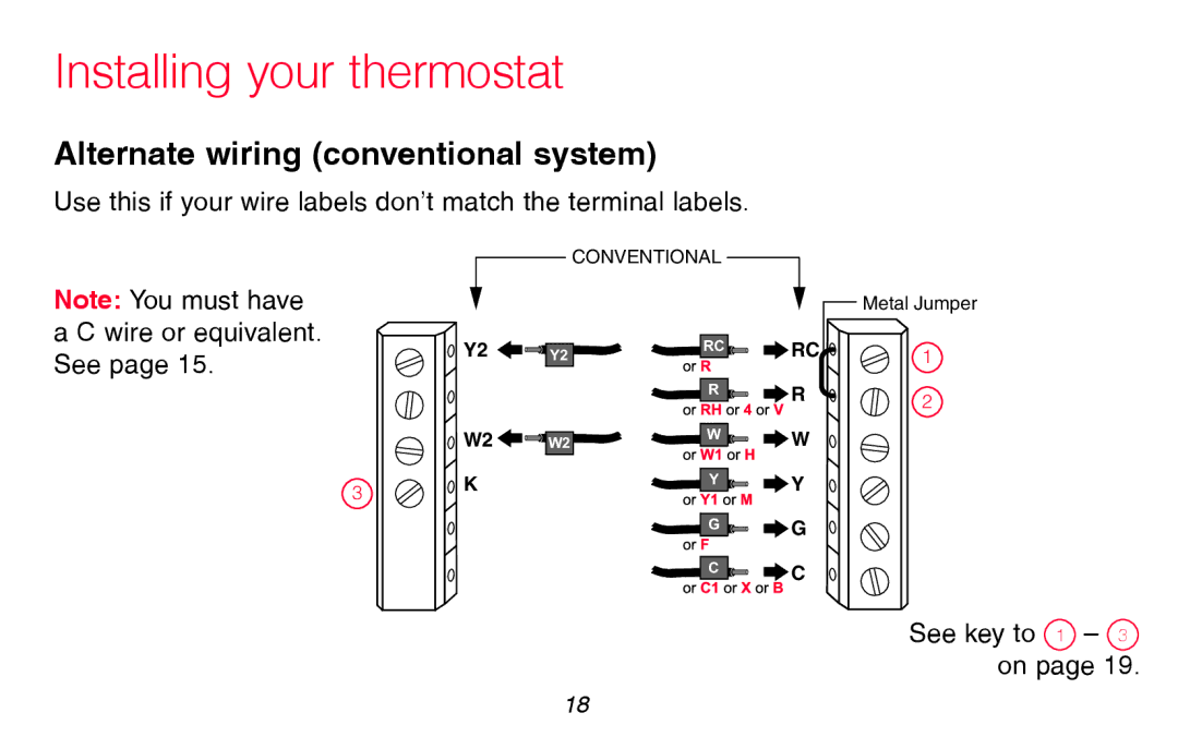 Honeywell RTH8580WF manual Alternate wiring conventional system 