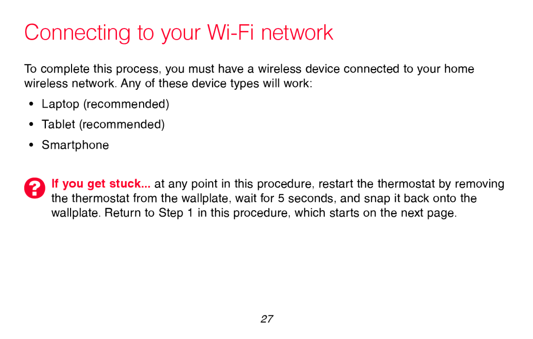 Honeywell RTH8580WF manual Connecting to your Wi-Fi network 