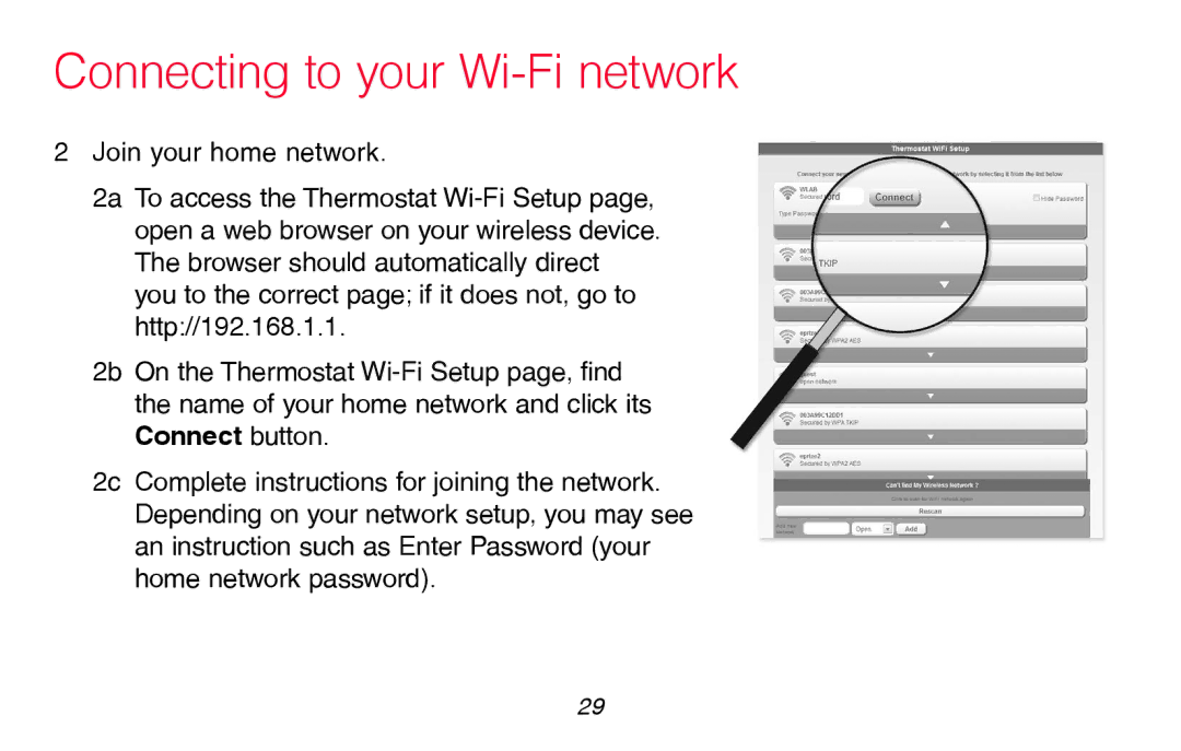 Honeywell RTH8580WF manual Connecting to your Wi-Fi network 