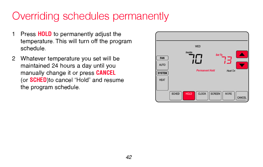 Honeywell RTH8580WF manual Overriding schedules permanently 