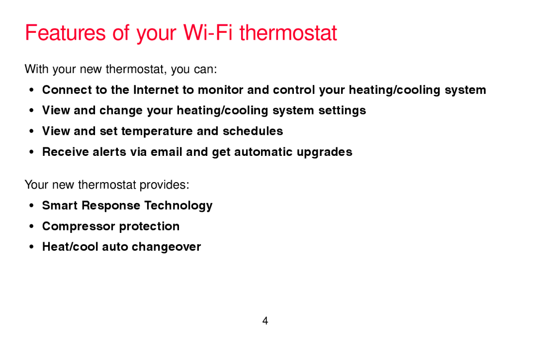 Honeywell RTH8580WF manual Features of your Wi-Fi thermostat 