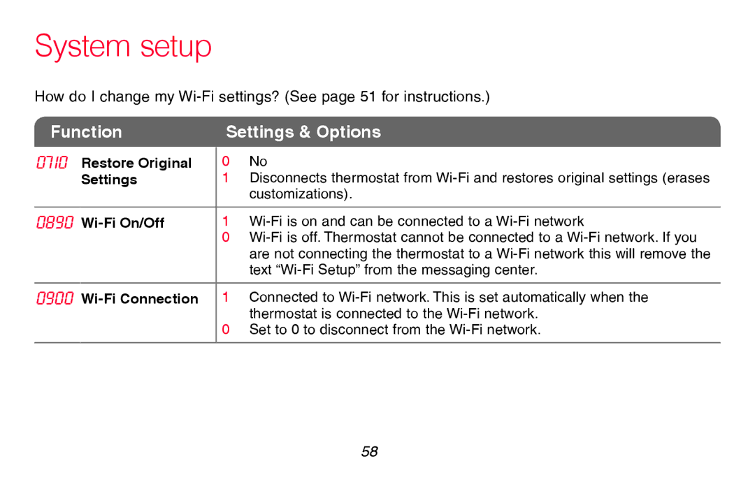 Honeywell RTH8580WF manual Restore Original Settings 