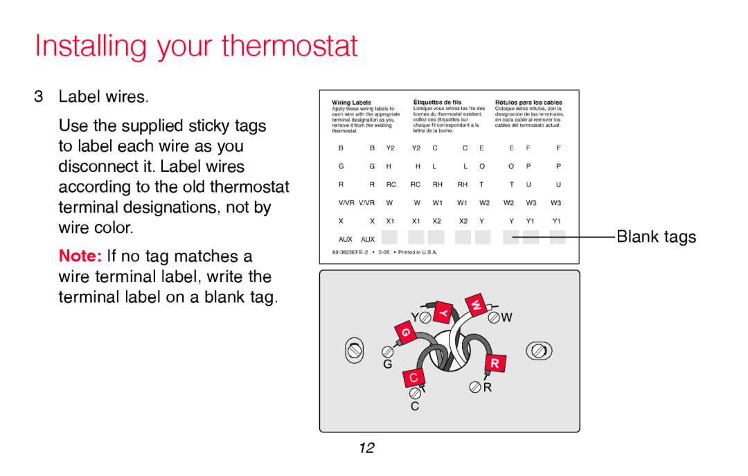 Honeywell RTH8580WF manual Label wires 