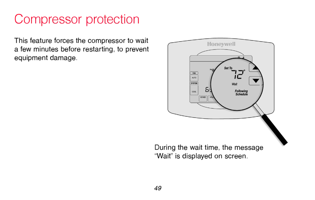 Honeywell RTH8580WF manual Compressor protection 