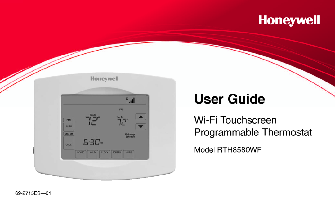 Honeywell RTH8580WF manual User Guide, Wi-Fi Touchscreen Programmable Thermostat 