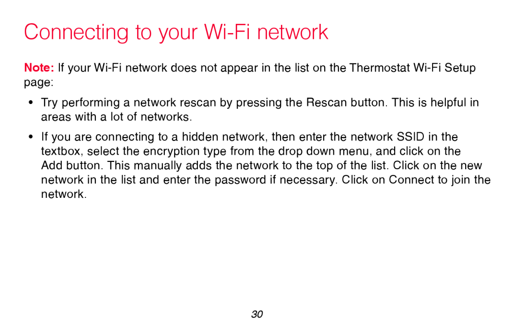 Honeywell RTH8580WF manual Connecting to your Wi-Fi network 